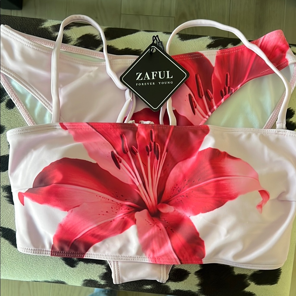 Pink and Red Floral Bikini Bottom